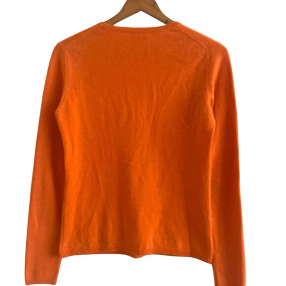 LXRI Cashmere Pullover Sweater S Orange Lightweight Layering Quiet Luxury Basic - Picture 2 of 8